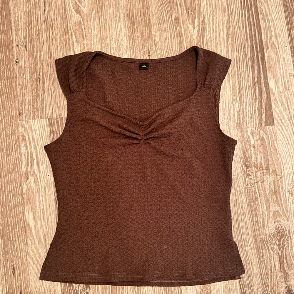 Elegant Brown Sleeveless Top